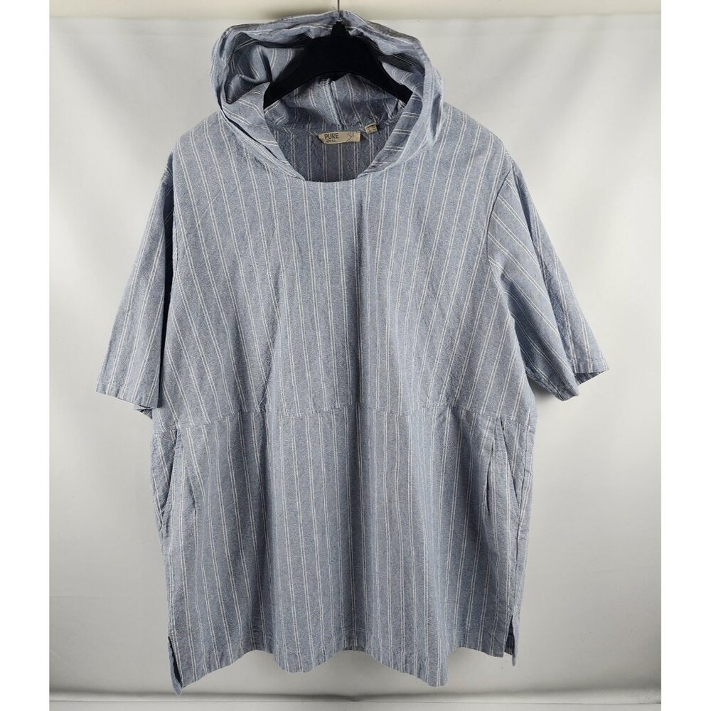Pure by Ulla Popken Shirt Womens 20/22 Blue White Stripes S/S Hoodie